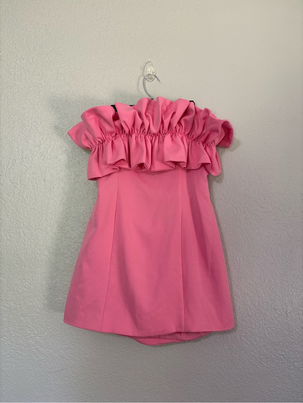 Do+Be Pink Ruffle Strapless Cocktail Mini  Dress